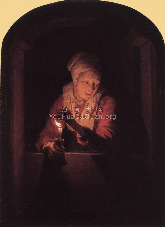 Old Woman with a Candle - 格里特·道